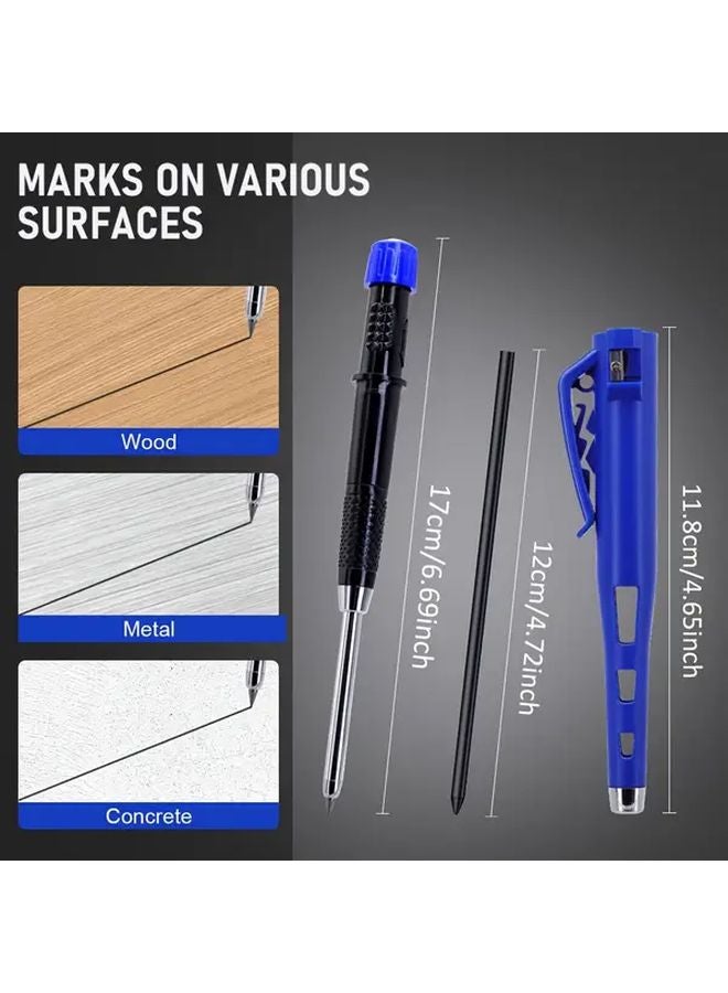 Deep Blue 2 8mm Precision Woodworking Marking Pen with Extended Nose and Built In Sharpener for Wood Metal Concrete - Image 2